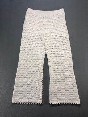 GAP Crochet Knit 100% Cotton Ankle Lounge Pants Off White Size Small